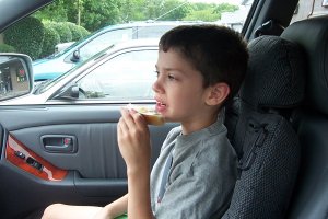 Livin' large in the front seat.